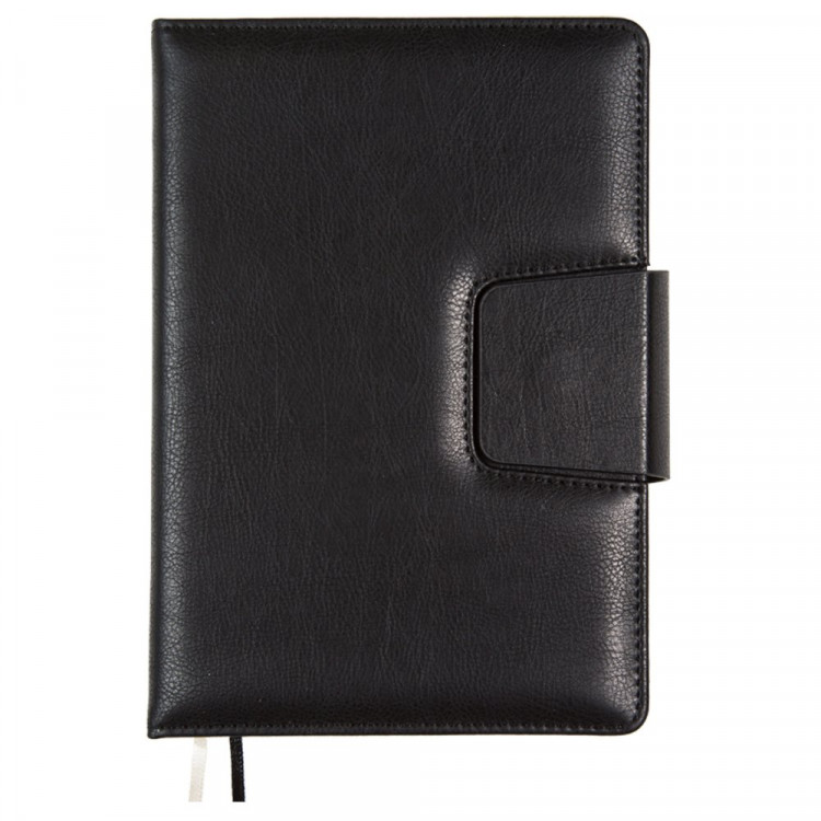 Ежедневник А5 недат. к/з deVENTE "Norwich" черный, крем.бумага, 136л, на кнопке арт.2234621 (Ст.12)