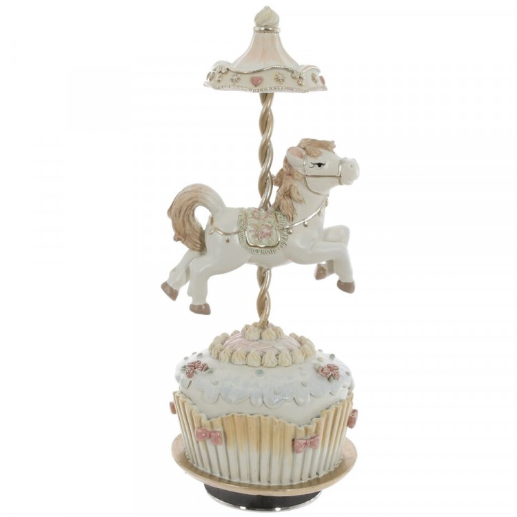 Статуэтка декоративная музыкальная "Карусель" 21см с функц.движения  цв.белый арт.821028