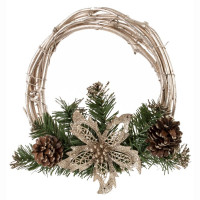 Венок декоративный 25см хвоя ПВХ с урашениями  "Лоза" арт.813689