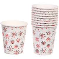 Стакан бумажный 200мл 10шт/наб. "Снежные искры" цв.красный арт.893-223