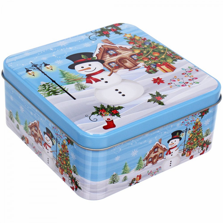 Банка жестяная "Сказочный снеговик" 15*15*6,5см 1500мл арт.894-418