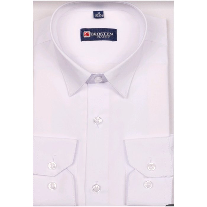 Сорочка подростковая длинный рукав размерный ряд 36/158-164(XXS)-41/176-182(XL) цвет белый Brostem арт.4701AKX
