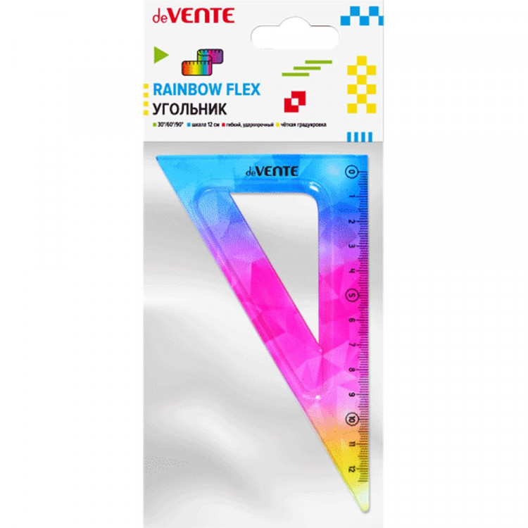 Угольник 12см 30° (deVENTE) Rainbow Flex радужный гибкий арт.5097200 Угольник 12см 30° (deVENTE) Rainbow Flex радужный гибкий арт.5097200