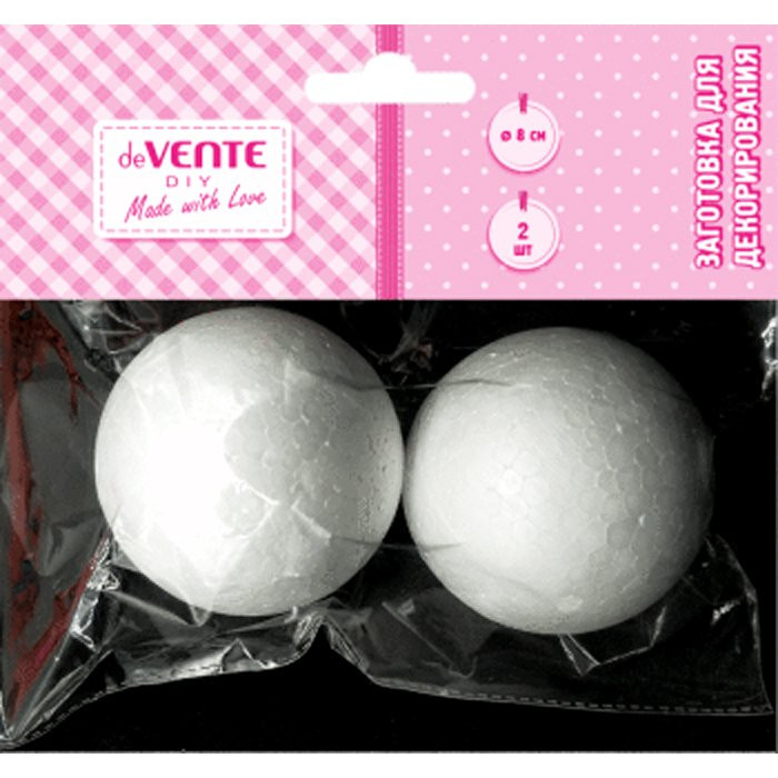 Заготовка для декорирования из пенополистирола Шары 2шт d-80мм (deVENTE) арт.8003903 Заготовка для декорирования из пенополистирола Шары 2шт d-80мм (deVENTE) арт.8003903