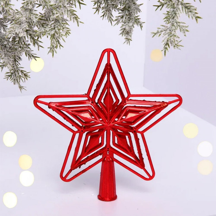 Наконечник на ёлку пластик 15см "Звезда.Ажурный вечер" цв.красный арт.916-1968