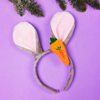 Ободок карнавальный "Зайчик с морковкой" арт.776-365