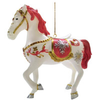 Украшение декор.подвеска фигурка (Серия Царьград) "Лошадка" 08,3см цв.белый/красный/золото арт.95482