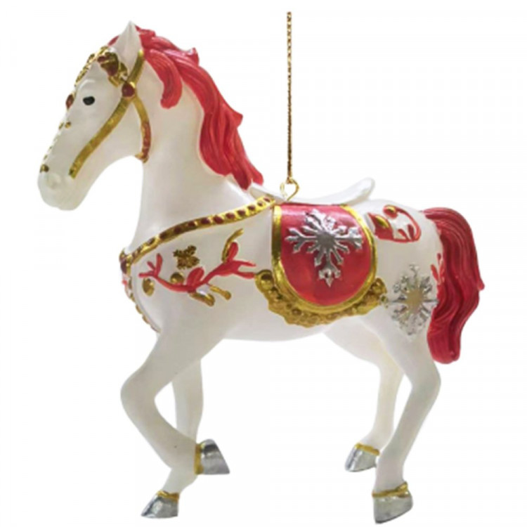 Украшение декор.подвеска фигурка (Серия Царьград) "Лошадка" 08,3см цв.белый/красный/золото арт.95482