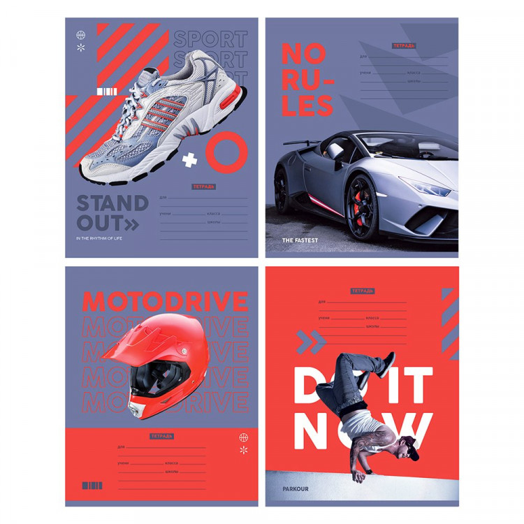 Тетрадь 12 листов узкая линия (BG) Без правил ассорти арт.Т5ск12 11706