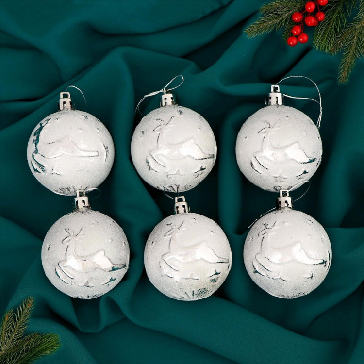 Набор шаров 06см 06шт/наб. "Северный олень" цв.серебро арт.6536724