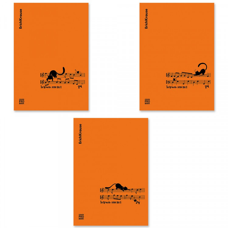 Тетрадь для нот А4 24 листа скоба (ErichKrause) CoverProBook Сat Waltz пластиковая обложка оранжевый арт.63661