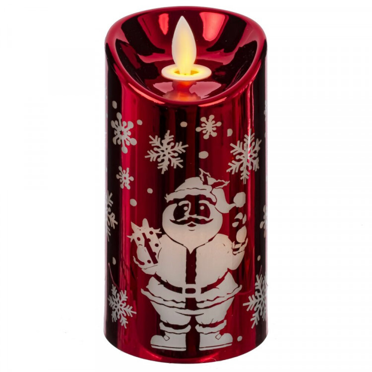 Свеча LED на батарейках (3*ААА) "Красный Дед Мороз" 14,5*7,5см арт.812877