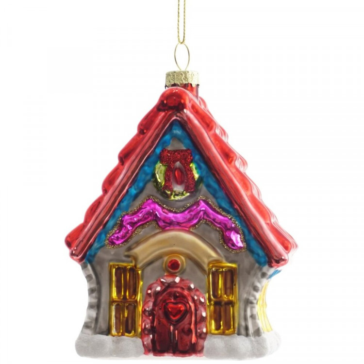 Фигурка на ёлку стекло (серия Коллекция) 12см "Избушка" арт.813302