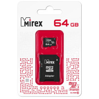 Карта памяти 64Gb Mirex microSDХC class 10 UHS-I  (SD адаптер)