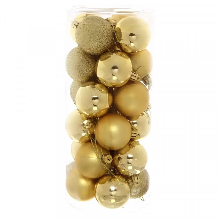 Набор шаров 05см 24шт/наб. "Микс фактур" цв.золото арт.201-0636