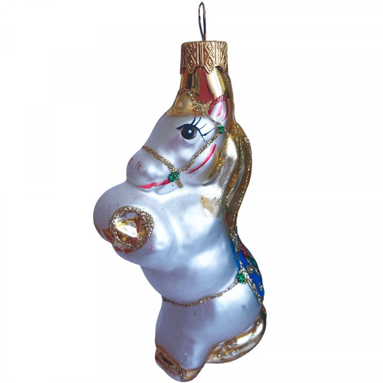 Украшение на ёлку стекло (серия Символ года) 10см "Лошадь 4" без уп. арт.ФУ-72/4