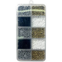 Набор бусин (deVENTE) круглые монохром, металлик 2 мм ассорти пластиковый контейнер арт.8001428