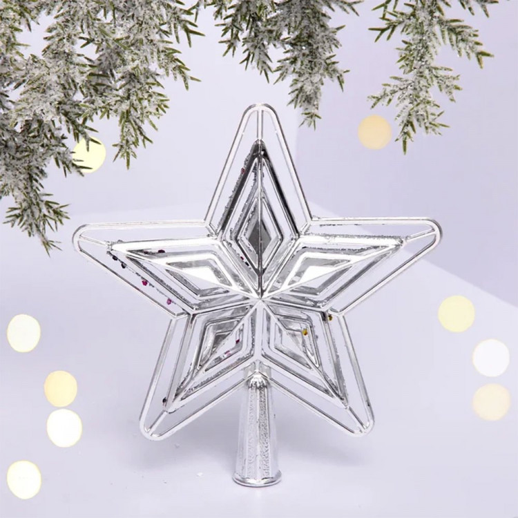 Наконечник на ёлку пластик 15см "Звезда.Ажурный вечер" цв.серебро арт.916-1969 Наконечник на ёлку пластик 15см "Звезда.Ажурный вечер" цв.серебро арт.916-1969