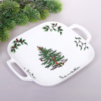 Блюдо керамическое "Ёлочка" с ручками 24*19*3,8см арт.893-242 Блюдо керамическое "Ёлочка" с ручками 24*19*3,8см арт.893-242
