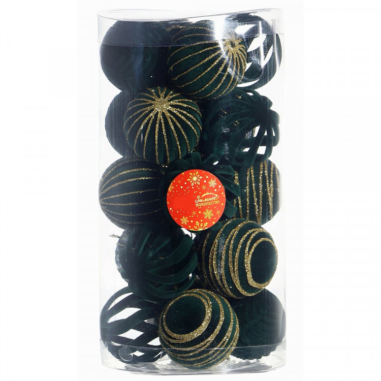 Набор шаров 06см 20шт/наб. "Бархат. Феерия" цв. зелёный арт.10870252