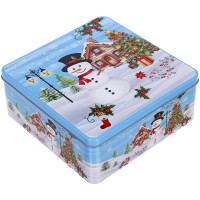 Банка жестяная "Сказочный снеговик" 19,5*19,5*8см 2500мл арт.894-419