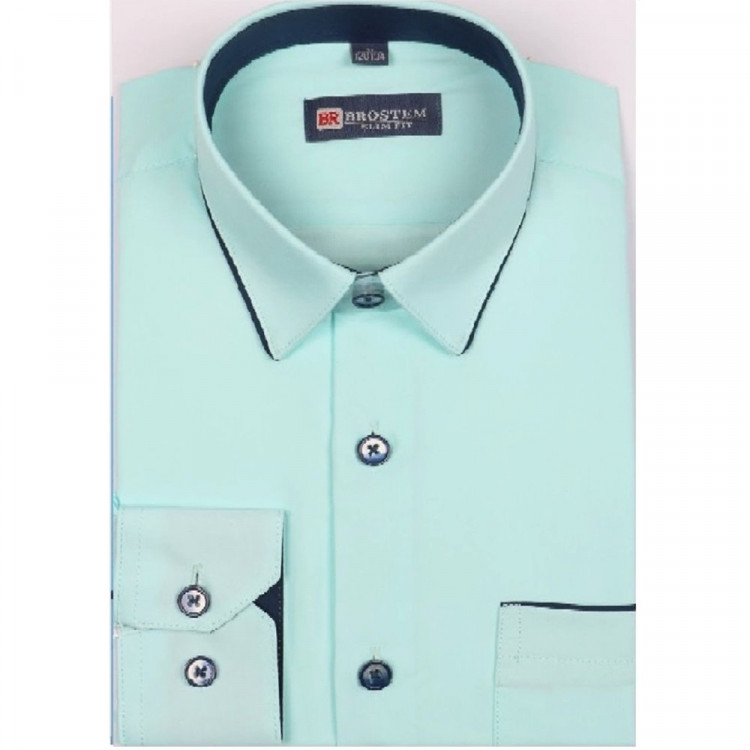 Сорочка детская длинный рукав размерный ряд 29/116-36/158-164 цвет мята Brostem арт.1LBD51+6d на кнопках