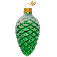 Украшение на ёлку стекло 09см "Шишка в снегу" зеленая глянец п/у арт.ФУ-2-90/31зел.гл.