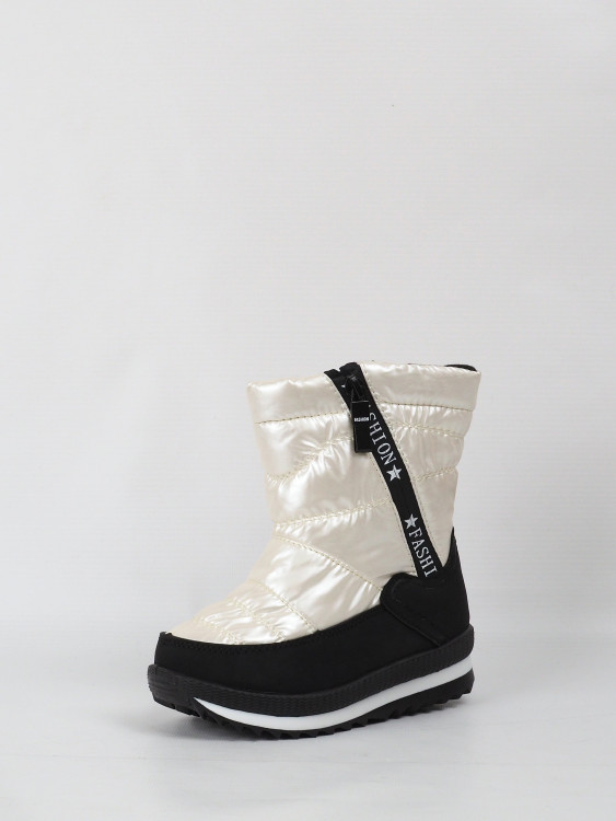 Дутики для девочки ( SaiJun) бежевый верх-искусственная кожа подкладка -натуральный мех артикул czz-1115-5