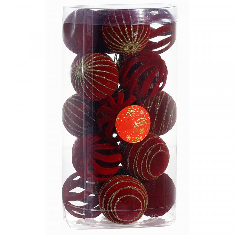 Набор шаров 06см 20шт/наб. "Бархат. Феерия" цв. красный арт.10870251