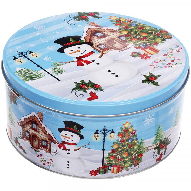 Банка жестяная "Сказочный снеговик" 20*9см 2500мл арт.894-413 Банка жестяная "Сказочный снеговик" 20*9см 2500мл арт.894-413