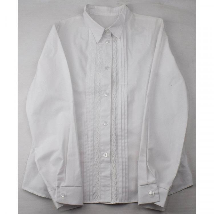 Блузка для девочки (Топтышка) длинный рукав цвет белый арт.5274 размерный ряд 34/134-42/158 Блузка для девочки (Топтышка) длинный рукав цвет белый арт.5274 размерный ряд 34/134-42/158