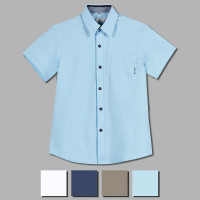 Сорочка детская  (Делорас) короткий рукав цвет светло-голубой арт.71634CS на кнопках