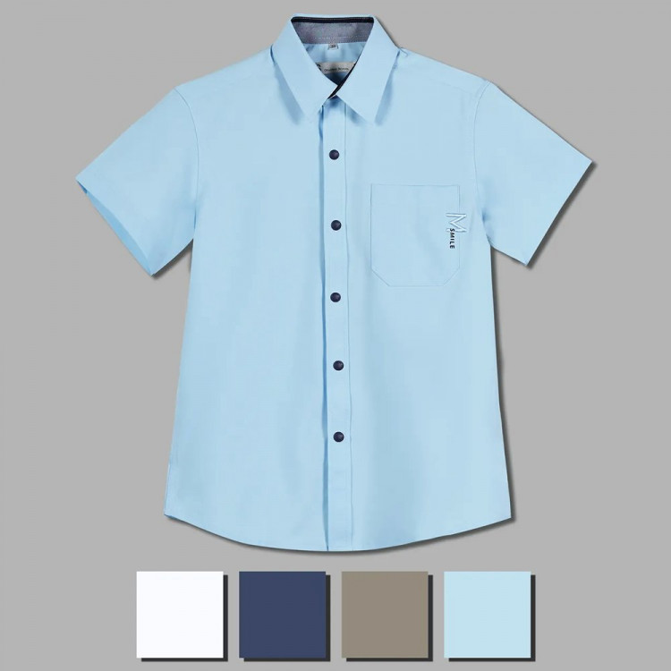 Сорочка детская  (Делорас) короткий рукав цвет светло-голубой арт.71634CS на кнопках