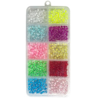 Набор бусин (deVENTE) круглые, прозрачная внешняя сторона 3 мм ассорти пластиковый контейнер арт.8001430