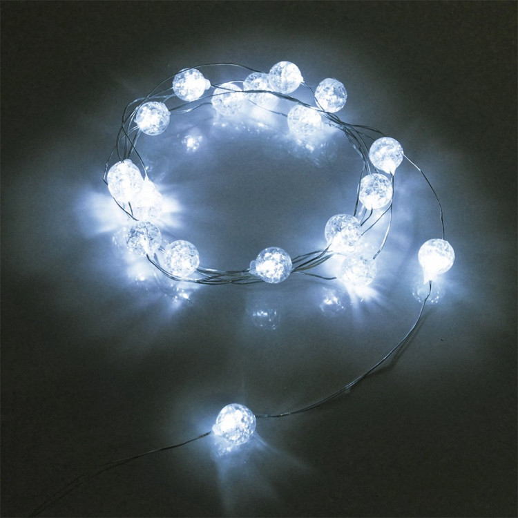 Гирлянда д/дома на батарейках 02м 20LED "Жемчужина" d-1см, цв.белый 3реж.арт.183-0218