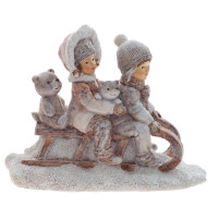 Статуэтка декоративная "Дети на санях" 12см арт.811223