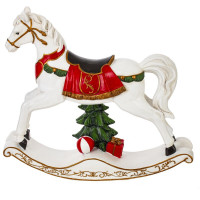 Статуэтка декоративная "Лошадка-качалка" 25см белая с красным арт.821552