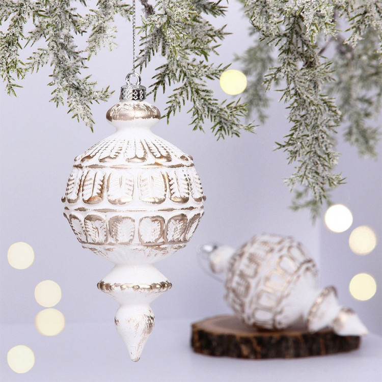 Украшение декор.подвеска пластик "Сосулька. Снежнная капля" 16см 02шт/наб. цв.белый арт.201-4742