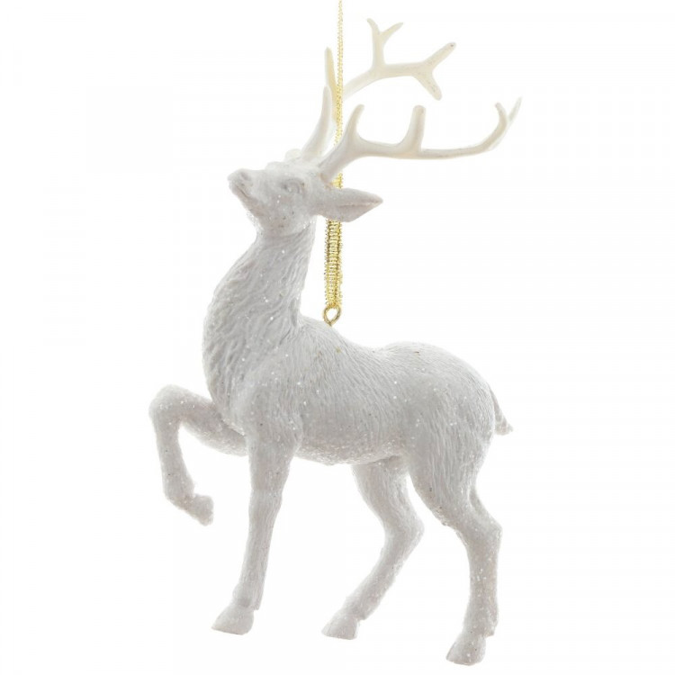 Украшение декор.подвеска фигурка "Олень" 13см цв.белый арт.821663