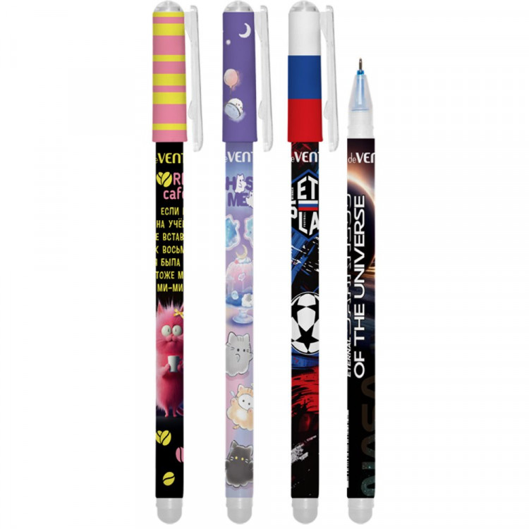 Ручка гелевая ПИШИ-СТИРАЙ (deVente) синяя 4 дизайна корпуса ассорти 0,38мм арт.5051628 (Ст.)