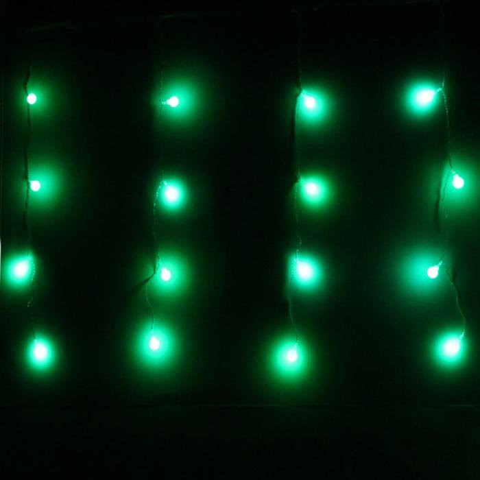 Гирлянда электрическая для дома занавес Бахрома 2,5*0,6м 48LED цвет зеленый (светлый провод) 4режимов арт.183-524