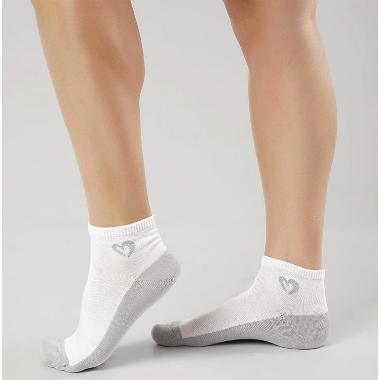 яяяНоски женские для девочки арт.Д5504 80% хлопок 18% полиамид 2% эластан цвет белый/серый (Clever)