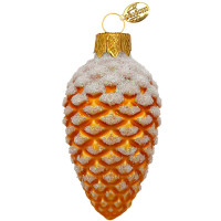 Украшение на ёлку стекло 09см "Шишка в снегу" золото матов. п/у арт.ФУ-2-90/22зол.мат
