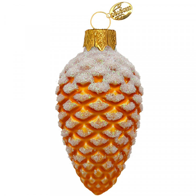 Украшение на ёлку стекло 09см "Шишка в снегу" золото матов. п/у арт.ФУ-2-90/22зол.мат