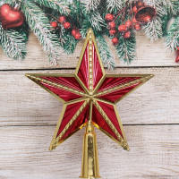 Наконечник на ёлку пластик 18см "Звезда Кремлёвская" цв.красный арт.185-0473