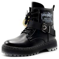 Ботинки для девочки (Paliament) черный верх-искусственная кожа подкладка - байка артикул jwg-T125-3S Ботинки для девочки (Paliament) черный верх-искусственная кожа подкладка - байка артикул jwg-T125-3S