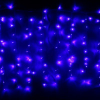 Гирлянда электрическая уличная занавес Дождь 2*3м 480LED "Мерцание" цвет синий (светлый провод) арт.183-935