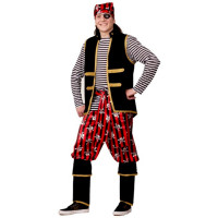 Костюм Пират (тельняшка,жилет,брюки с сапогами,бандана,пояс) р.52 арт.21-34-50
