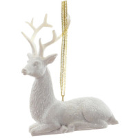 Украшение декор.подвеска фигурка "Олень" 10см цв.белый арт.821664