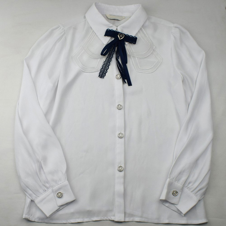 Блузка для девочки (Kevin Young) длинный рукав цвет белый арт.B105768 размерный ряд 30/122-40/152 Блузка для девочки (Kevin Young) длинный рукав цвет белый арт.B105768 размерный ряд 30/122-40/152